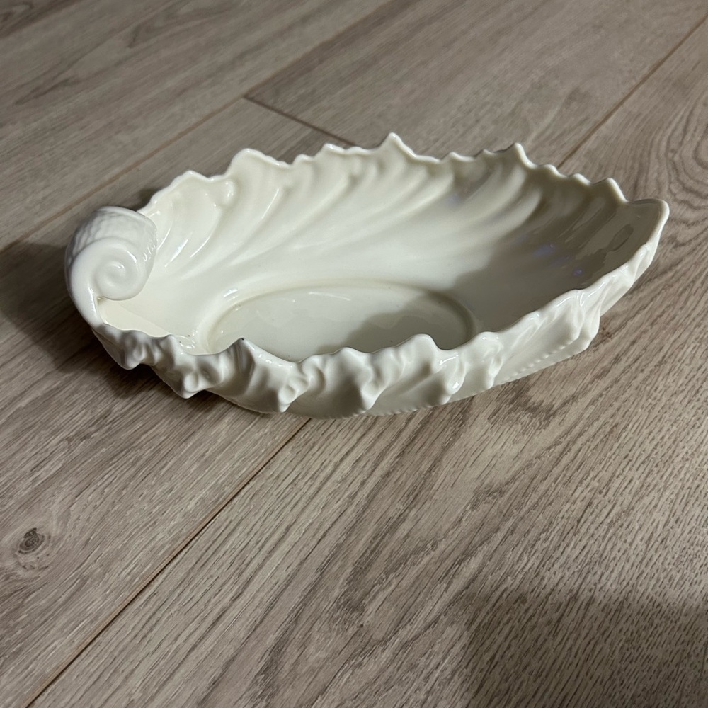 Vintage Mid-Century Leaf bowl. Lenox. Acanthus Pattern. Blue Back Stamp Label.